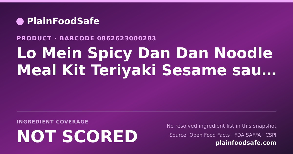 Share card for Lo Mein Spicy Dan Dan Noodle Meal Kit Teriyaki Sesame sauce Food Ingredient Profile