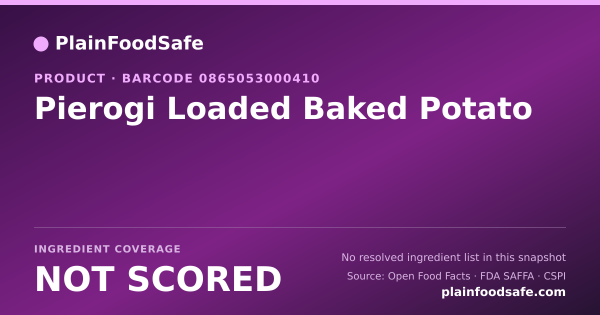 Share card for Pierogi Loaded Baked Potato Food Ingredient Profile