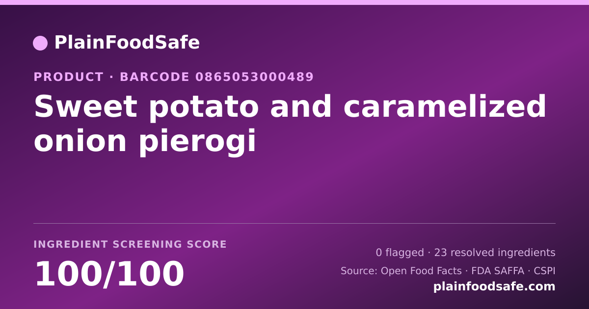 Share card for Sweet potato and caramelized onion pierogi Food Ingredient Profile