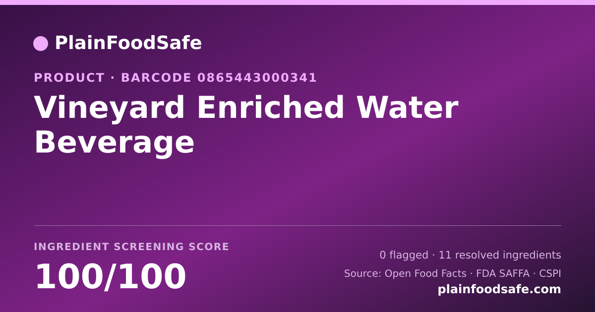 Share card for Vineyard Enriched Water Beverage Food Ingredient Profile