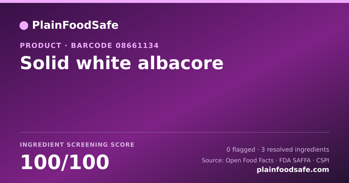 Share card for Solid white albacore Food Ingredient Profile