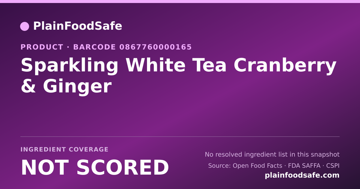 Share card for Sparkling White Tea Cranberry & Ginger Food Ingredient Profile