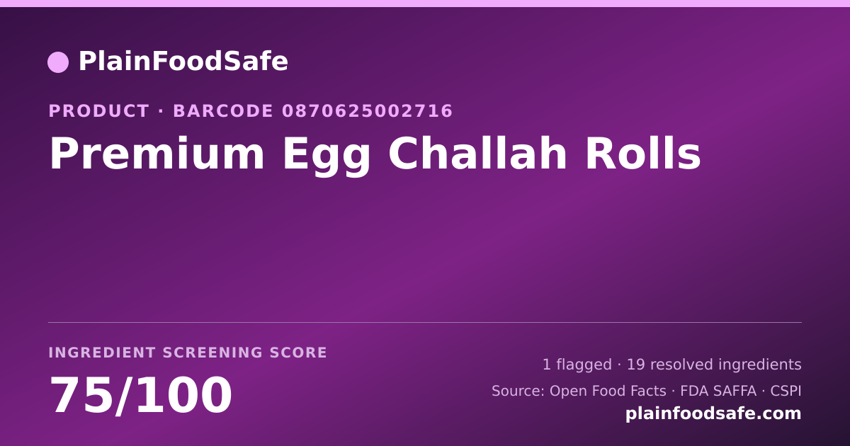 Share card for Premium Egg Challah Rolls Food Ingredient Profile