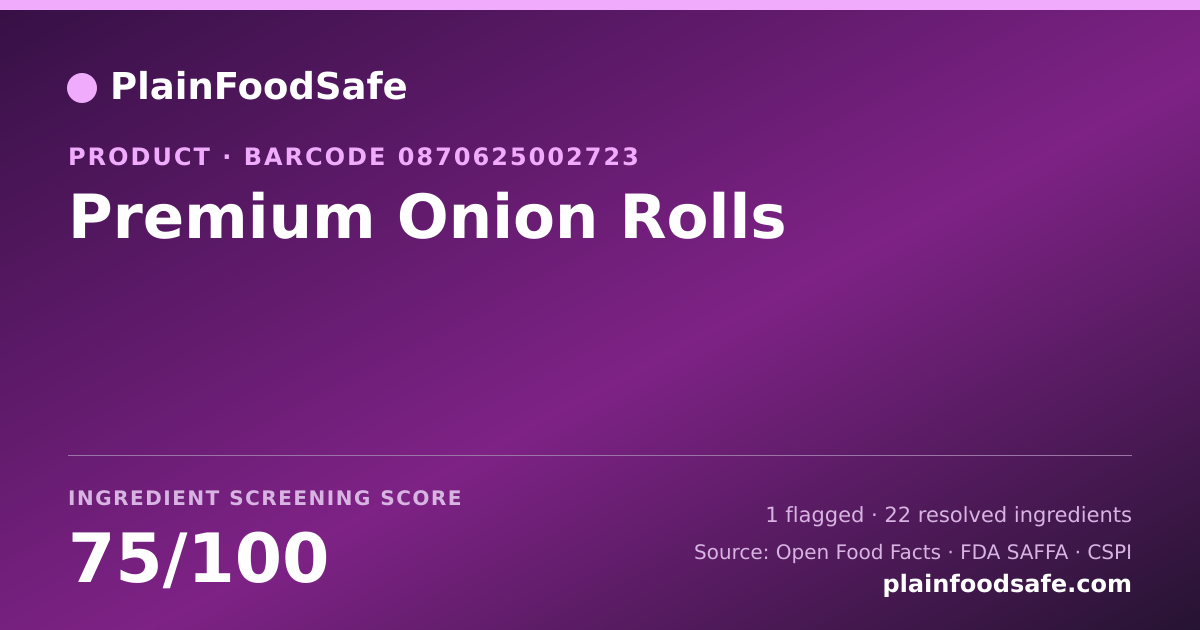 Share card for Premium Onion Rolls Food Ingredient Profile