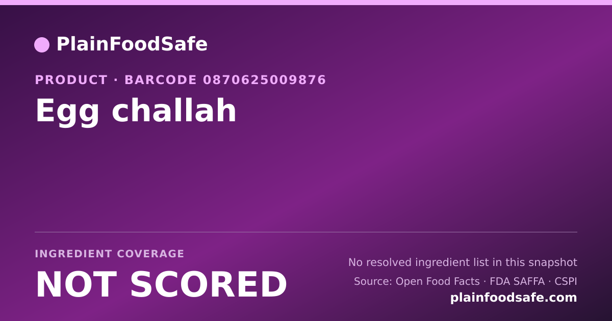 Share card for Egg challah Food Ingredient Profile