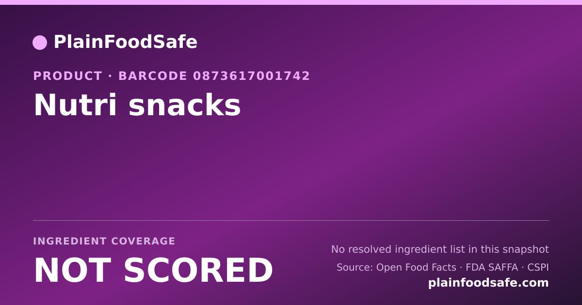 Share card for Nutri snacks Food Ingredient Profile