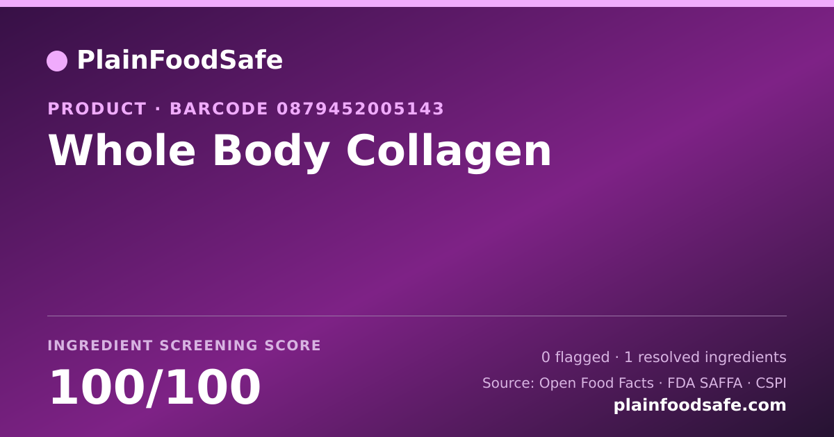 Share card for Whole Body Collagen Food Ingredient Profile