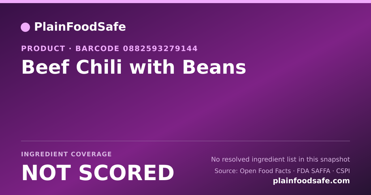 Share card for Beef Chili with Beans Food Ingredient Profile