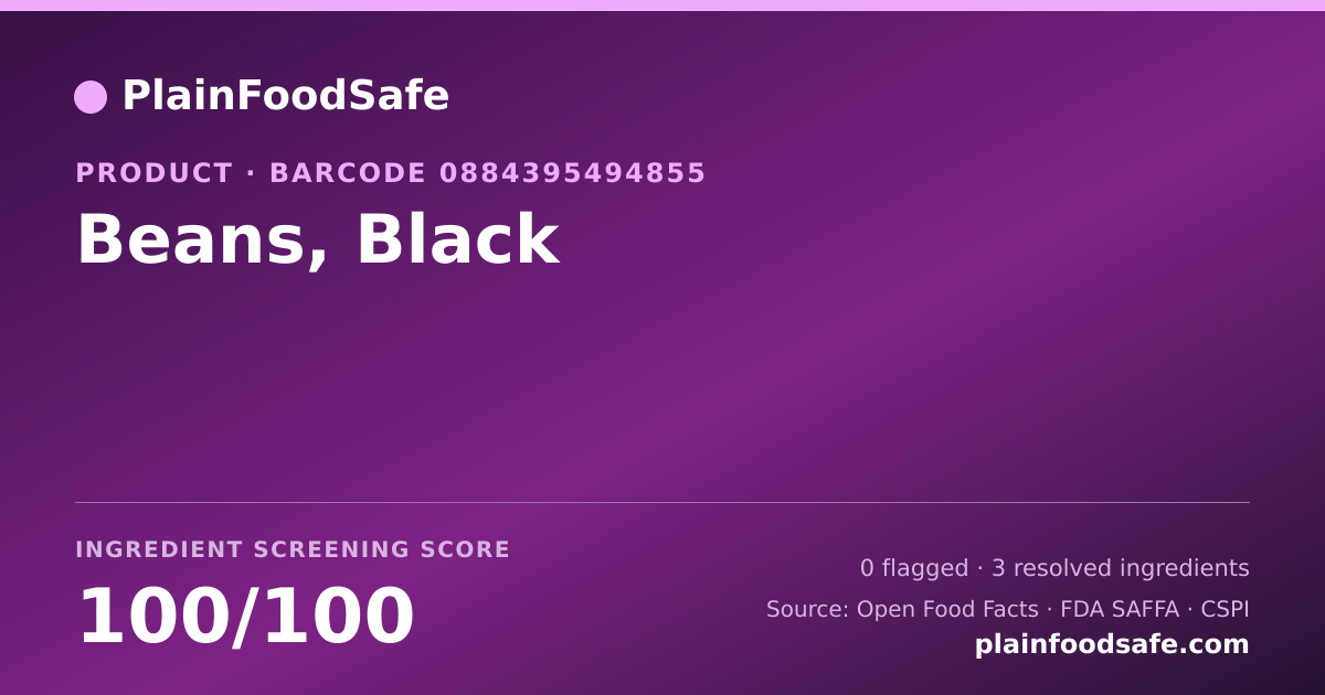 Share card for Beans, Black Food Ingredient Profile
