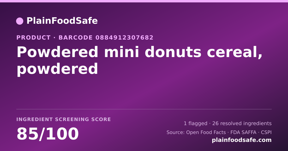 Share card for Powdered mini donuts cereal, powdered Food Ingredient Profile