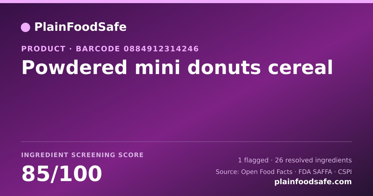 Share card for Powdered mini donuts cereal Food Ingredient Profile