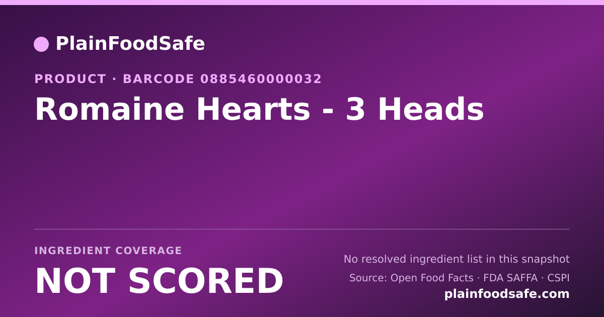 Share card for Romaine Hearts - 3 Heads Food Ingredient Profile