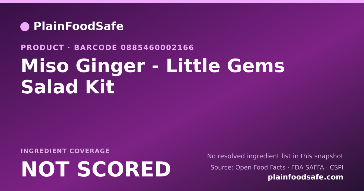 Share card for Miso Ginger - Little Gems Salad Kit Food Ingredient Profile