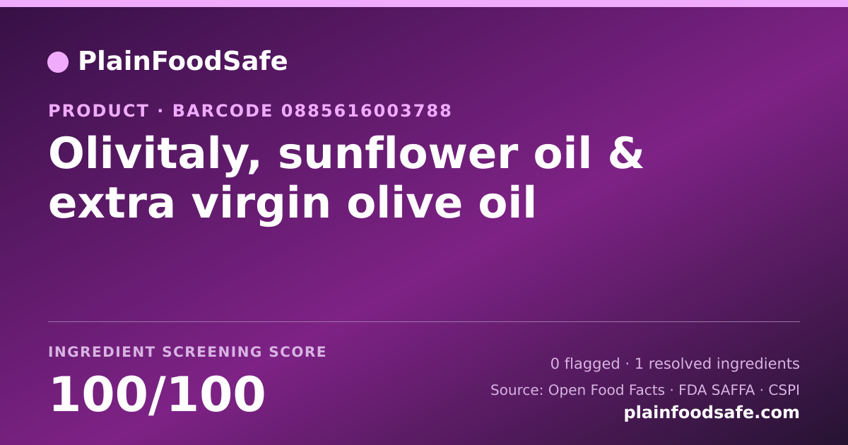 Share card for Olivitaly, sunflower oil & extra virgin olive oil Food Ingredient Profile
