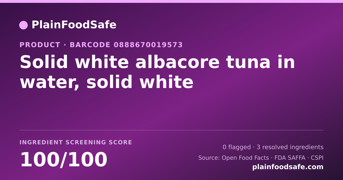Share card for Solid white albacore tuna in water, solid white Food Ingredient Profile