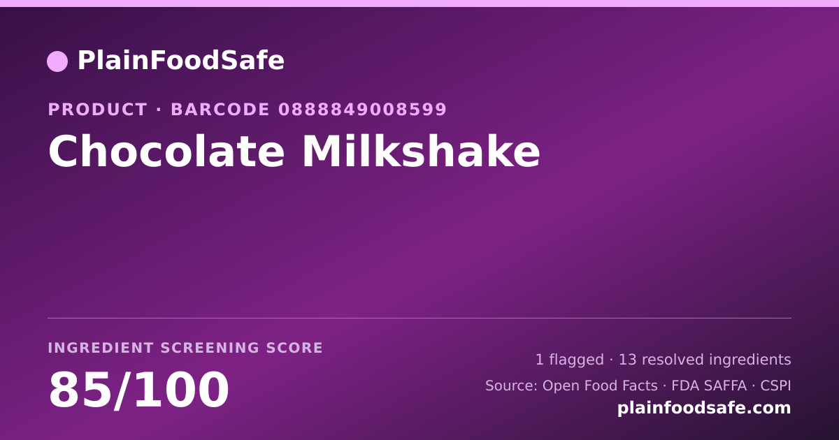 Share card for Chocolate Milkshake Food Ingredient Profile