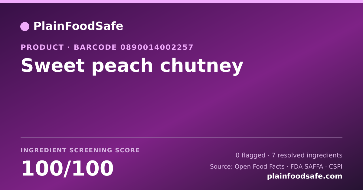 Share card for Sweet peach chutney Food Ingredient Profile