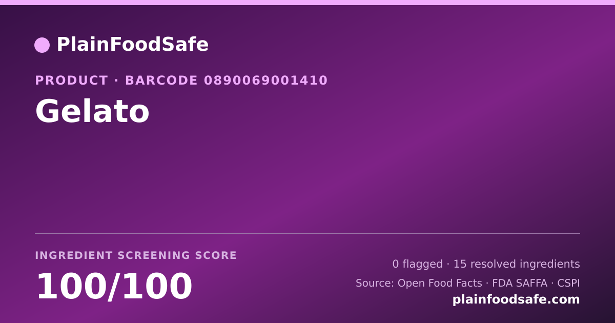 Share card for Gelato Food Ingredient Profile