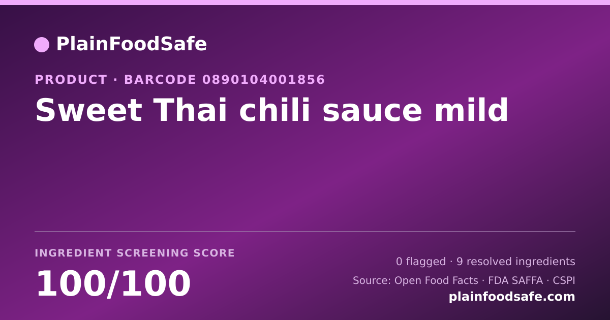 Share card for Sweet Thai chili sauce mild Food Ingredient Profile