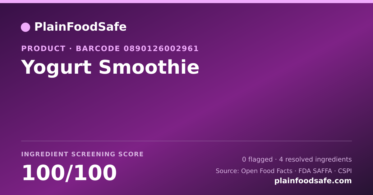 Share card for Yogurt Smoothie Food Ingredient Profile