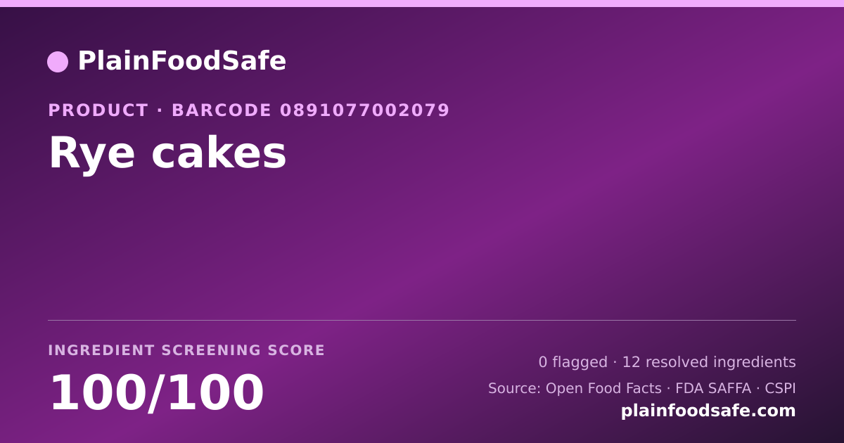 Share card for Rye cakes Food Ingredient Profile
