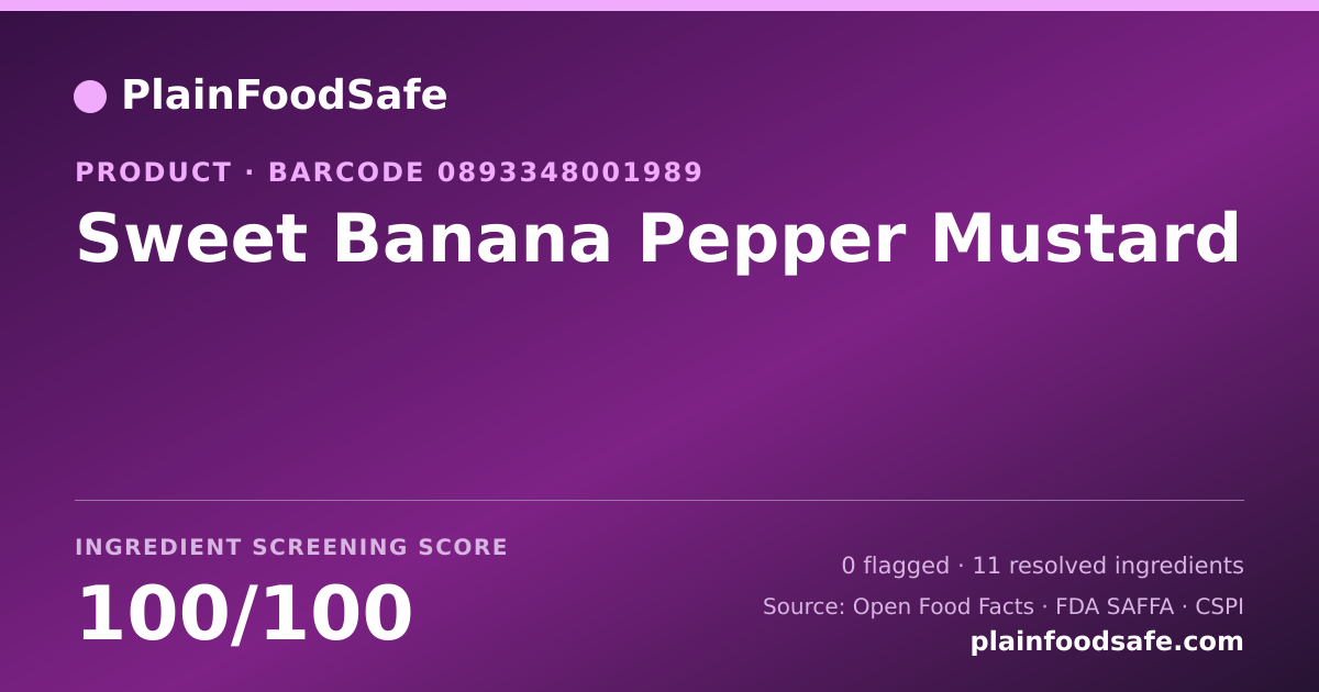 Share card for Sweet Banana Pepper Mustard Food Ingredient Profile