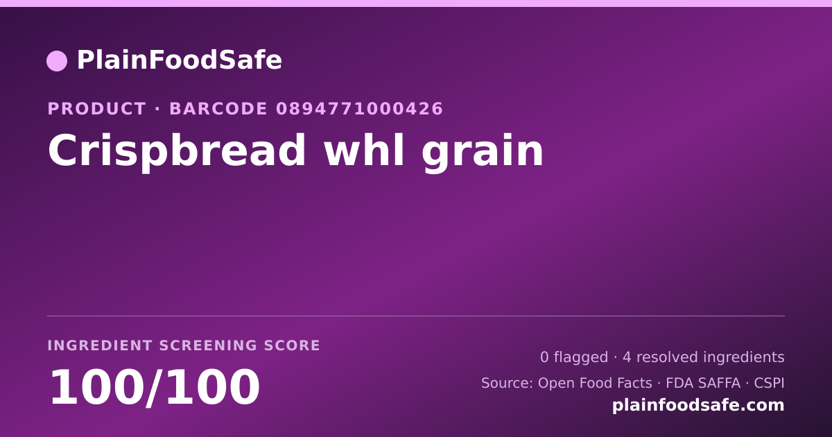 Share card for Crispbread whl grain Food Ingredient Profile