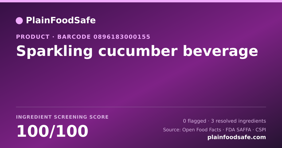 Share card for Sparkling cucumber beverage Food Ingredient Profile