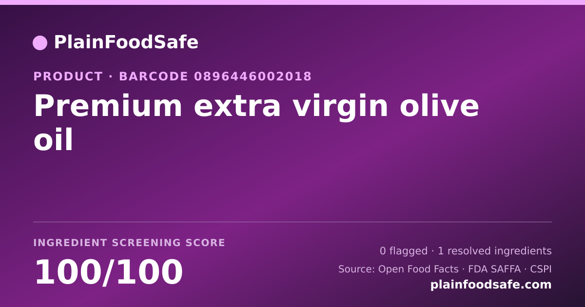 Share card for Premium extra virgin olive oil Food Ingredient Profile