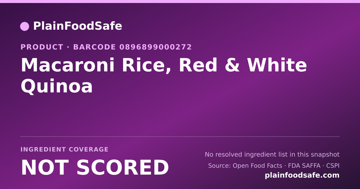 Share card for Macaroni Rice, Red & White Quinoa Food Ingredient Profile