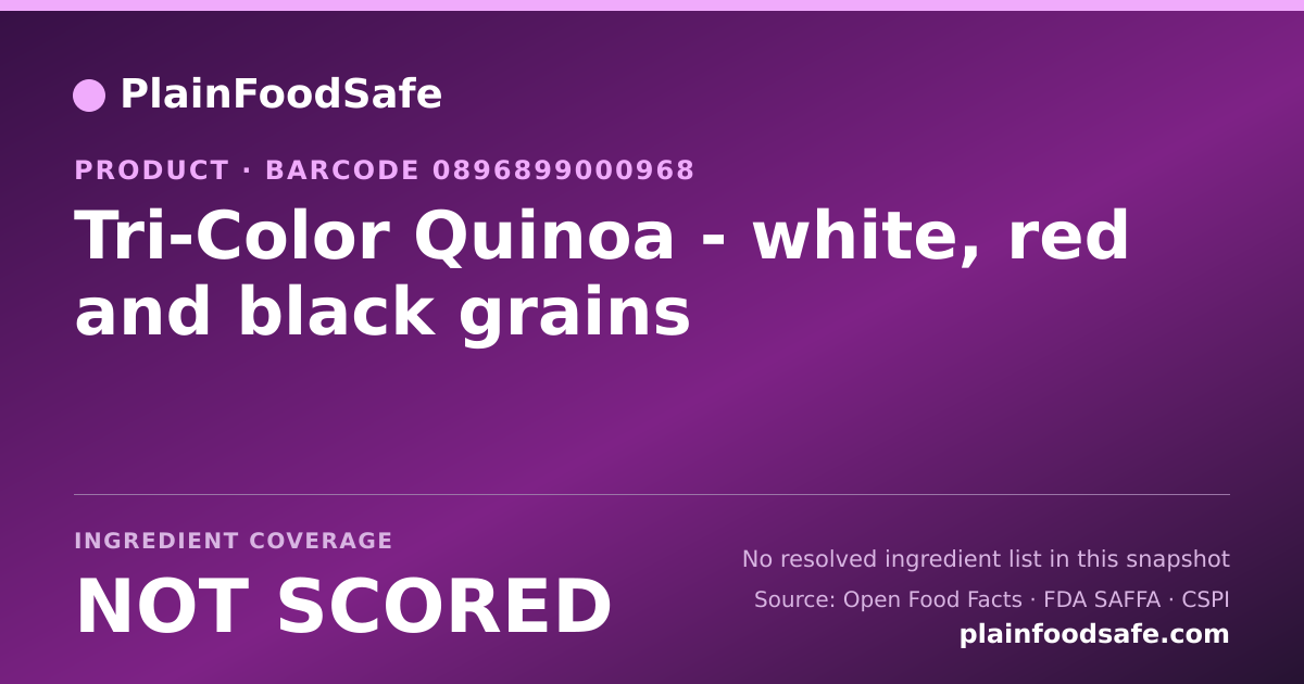 Share card for Tri-Color Quinoa - white, red and black grains Food Ingredient Profile