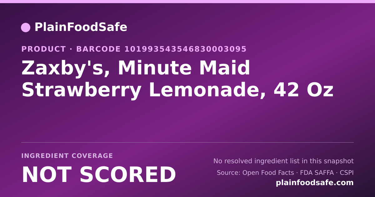 Share card for Zaxby's, Minute Maid Strawberry Lemonade, 42 Oz Food Ingredient Profile
