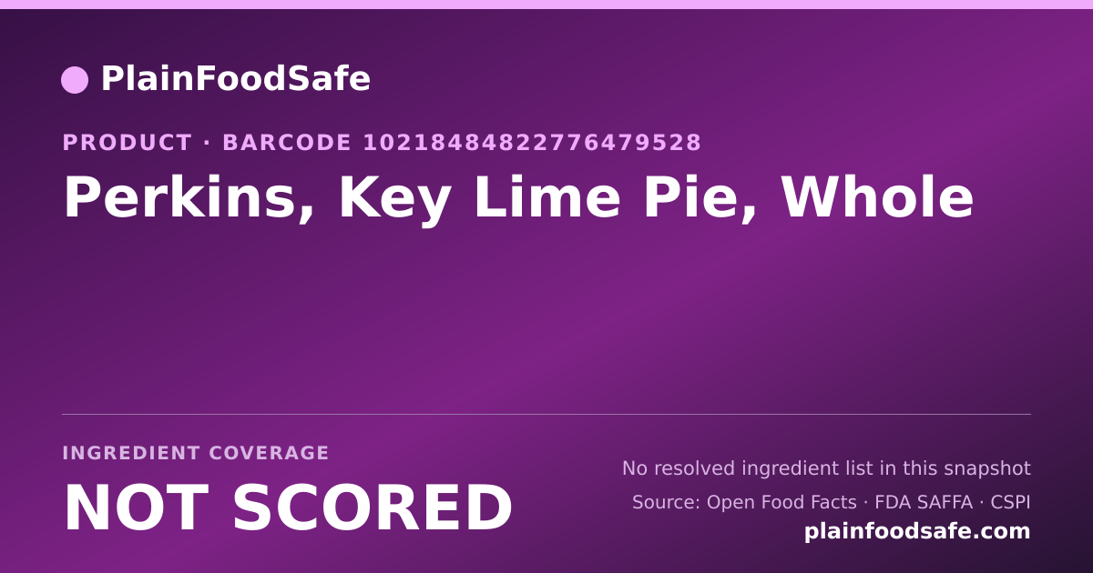 Share card for Perkins, Key Lime Pie, Whole Food Ingredient Profile