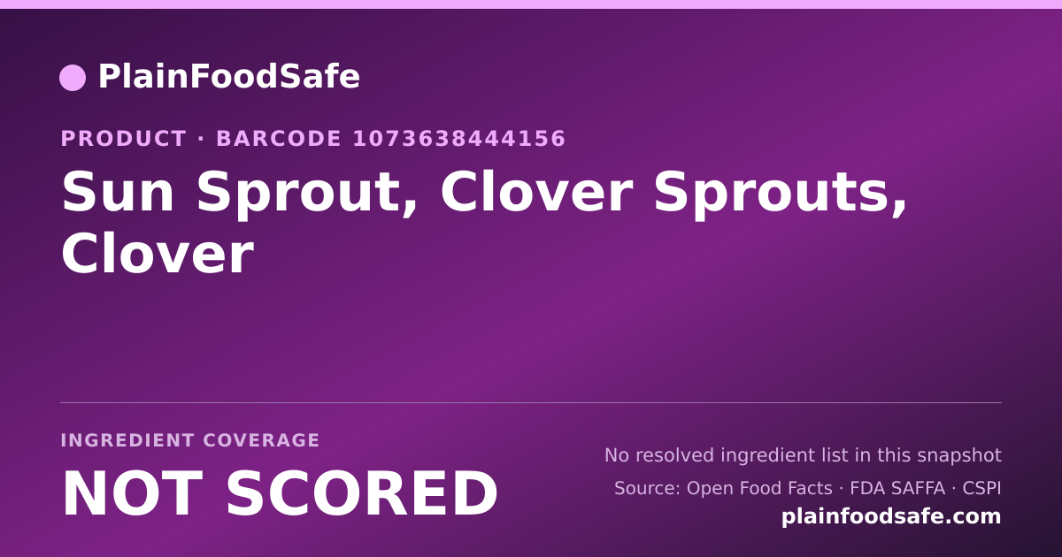 Share card for Sun Sprout, Clover Sprouts, Clover Food Ingredient Profile