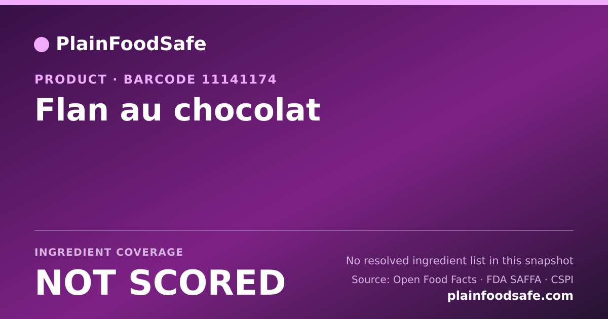 Share card for Flan au chocolat Food Ingredient Profile