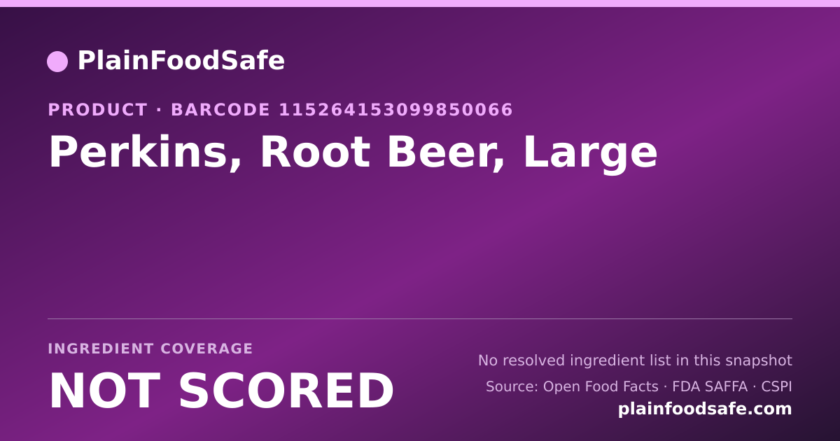 Share card for Perkins, Root Beer, Large Food Ingredient Profile
