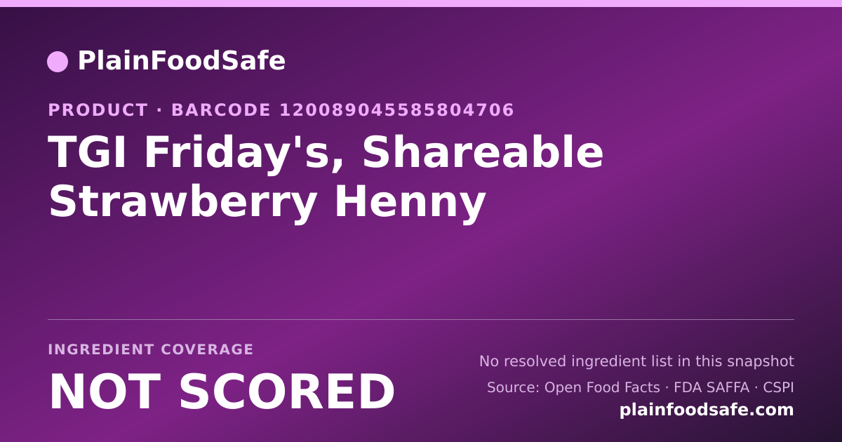 Share card for TGI Friday's, Shareable Strawberry Henny Food Ingredient Profile