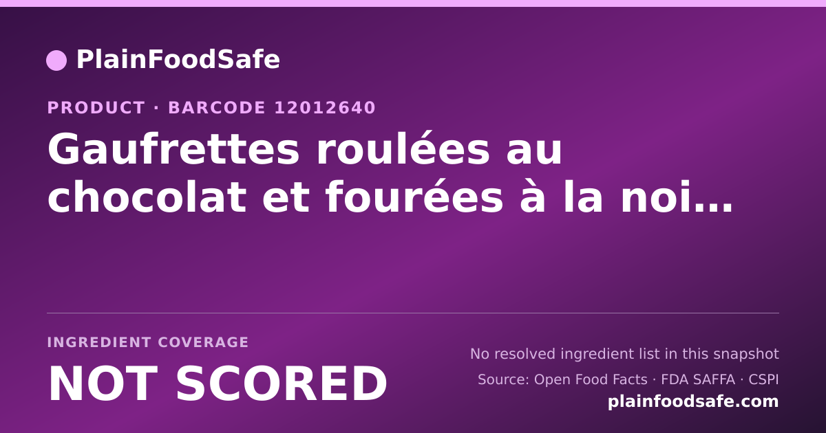 Share card for Gaufrettes roulées au chocolat et fourées à la noisette Food Ingredient Profile