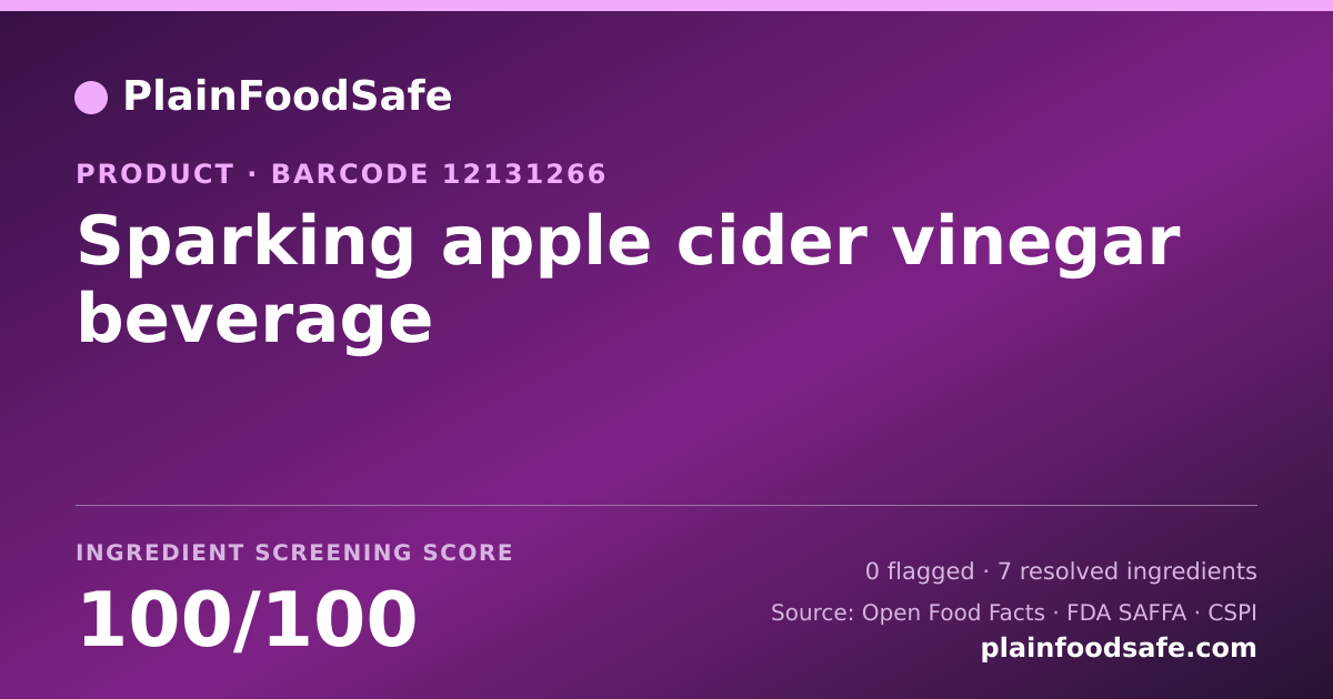 Share card for Sparking apple cider vinegar beverage Food Ingredient Profile