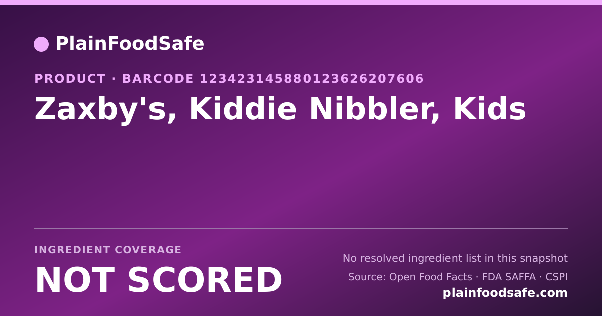 Share card for Zaxby's, Kiddie Nibbler, Kids Food Ingredient Profile