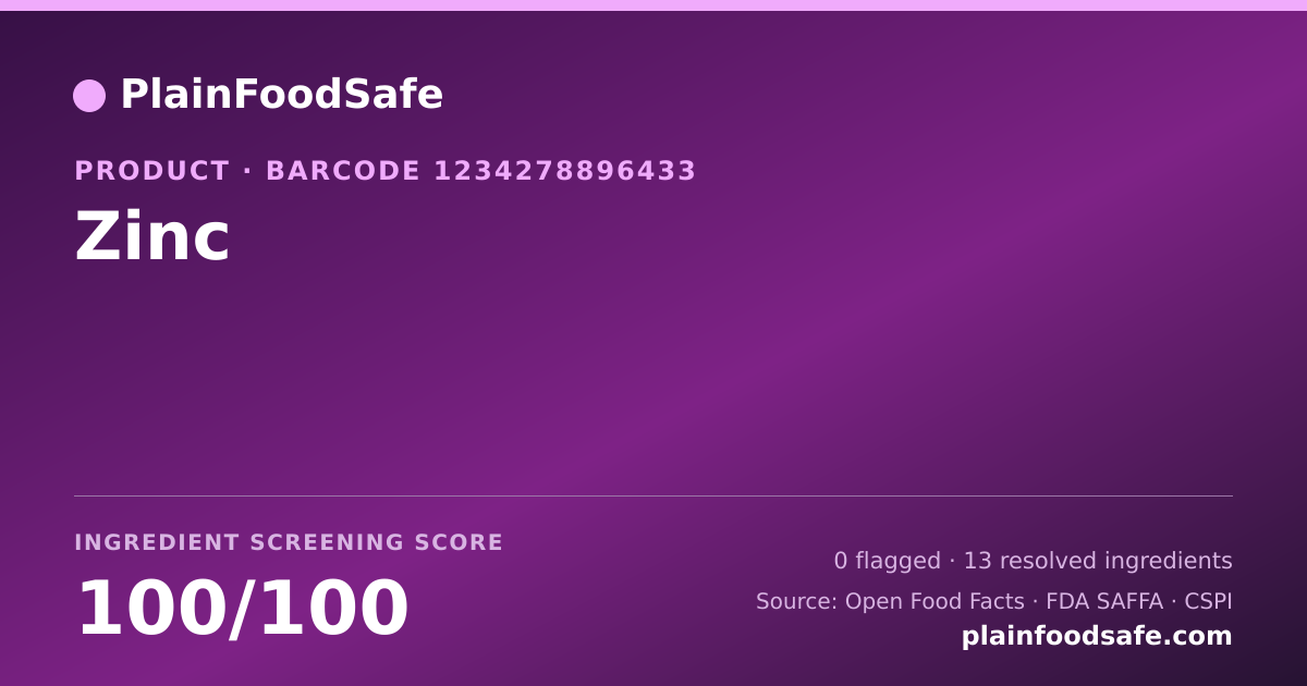 Share card for Zinc Food Ingredient Profile