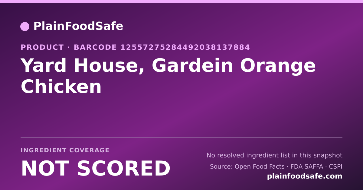 Share card for Yard House, Gardein Orange Chicken Food Ingredient Profile