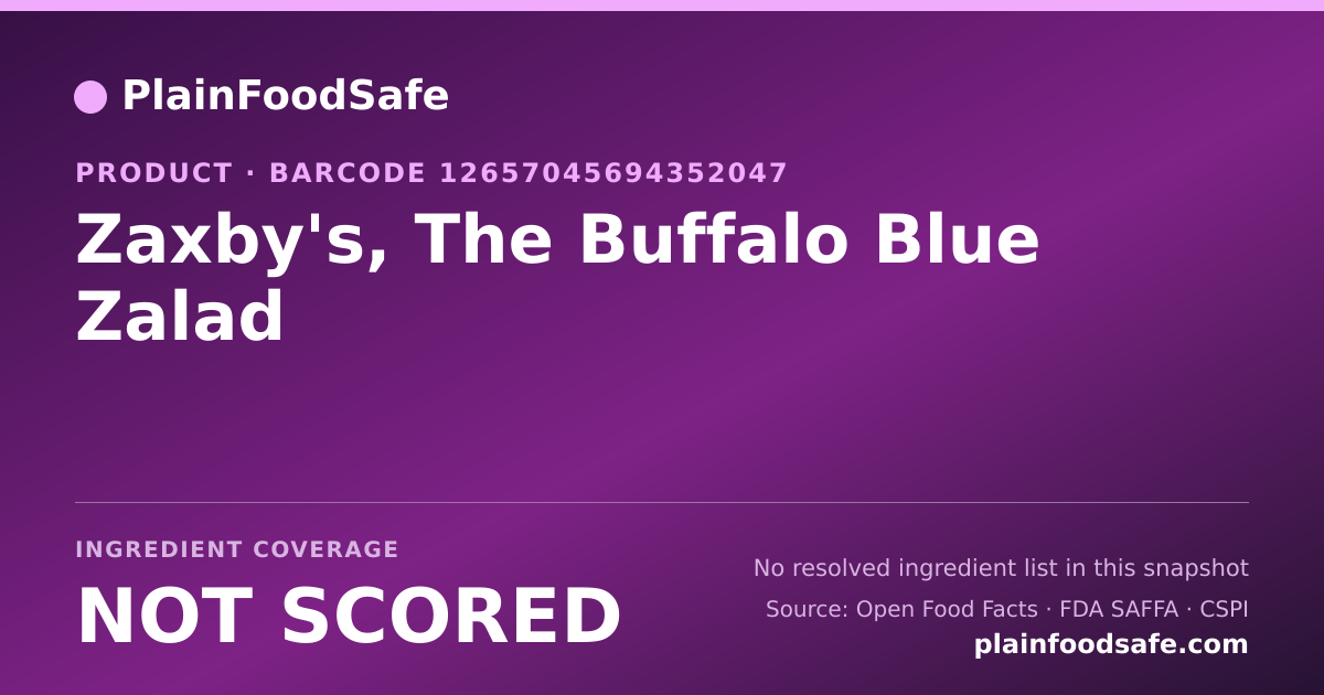 Share card for Zaxby's, The Buffalo Blue Zalad Food Ingredient Profile