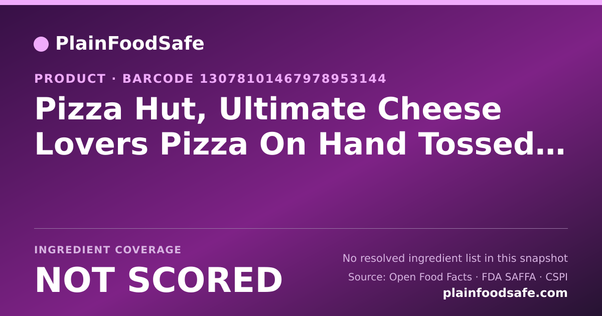 Share card for Pizza Hut, Ultimate Cheese Lovers Pizza On Hand Tossed Crust, Large, Slice Food Ingredient Profile