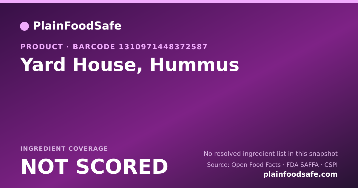 Share card for Yard House, Hummus Food Ingredient Profile