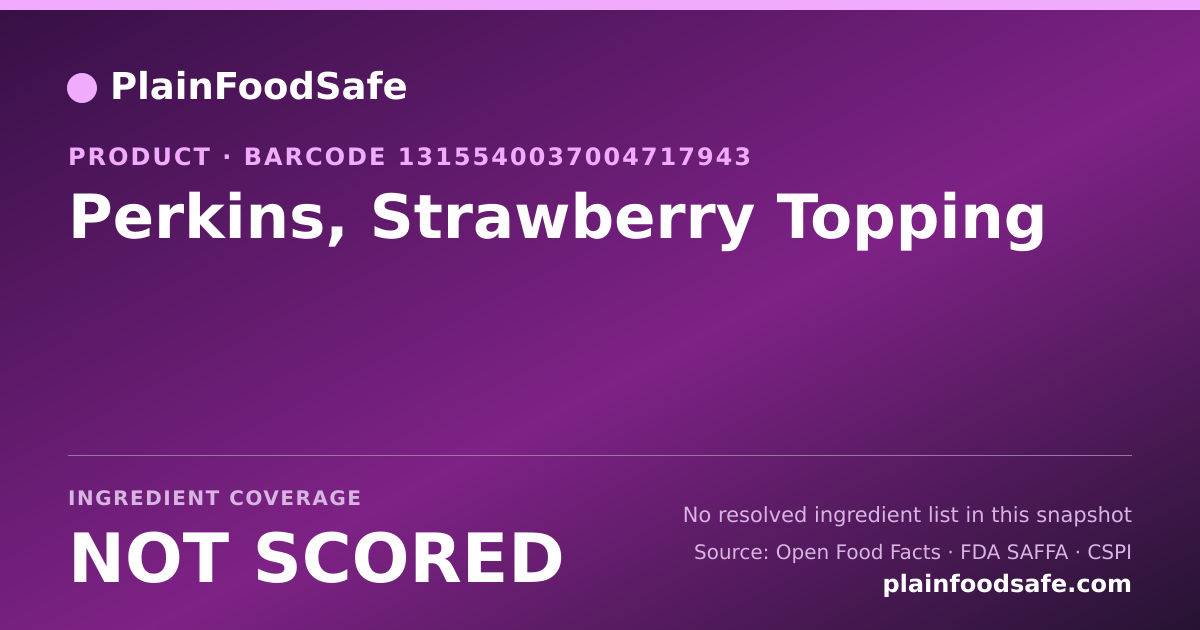 Share card for Perkins, Strawberry Topping Food Ingredient Profile
