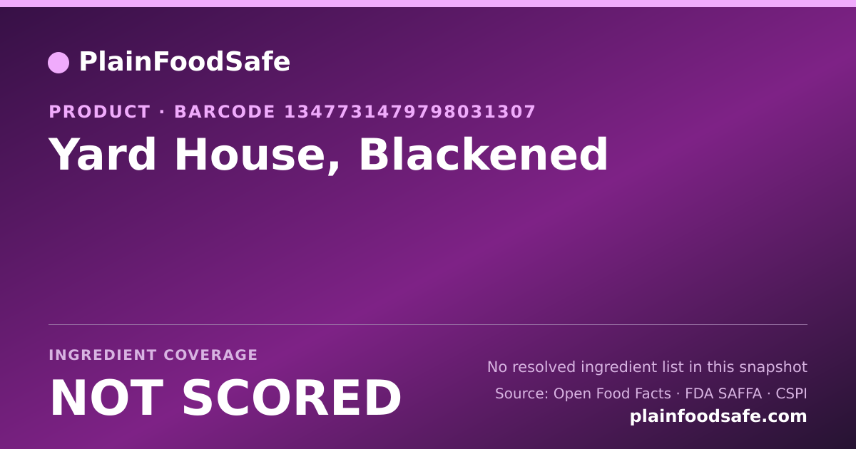 Share card for Yard House, Blackened Food Ingredient Profile