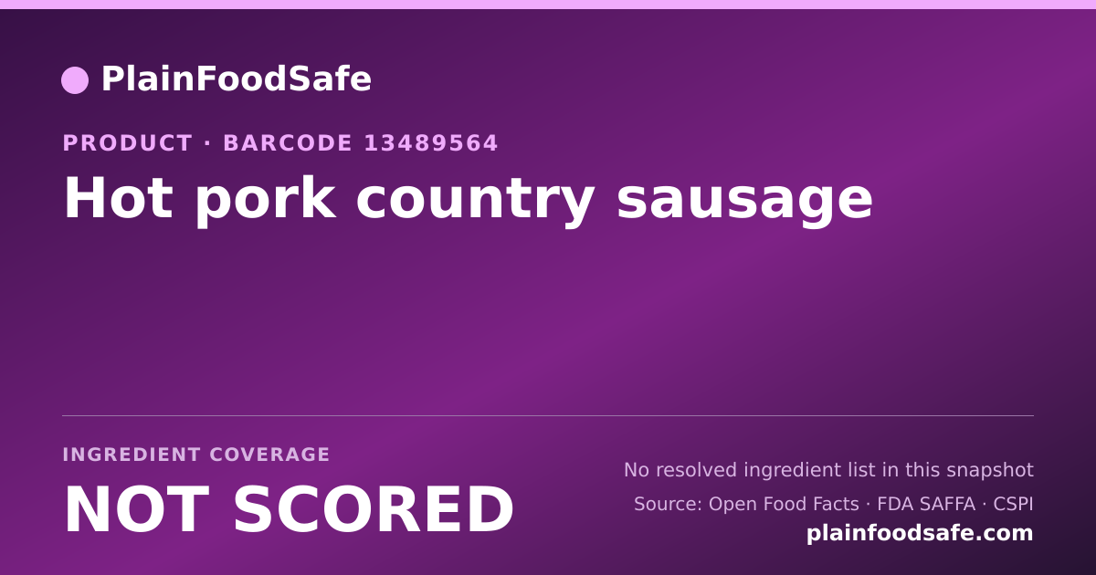 Share card for Hot pork country sausage Food Ingredient Profile
