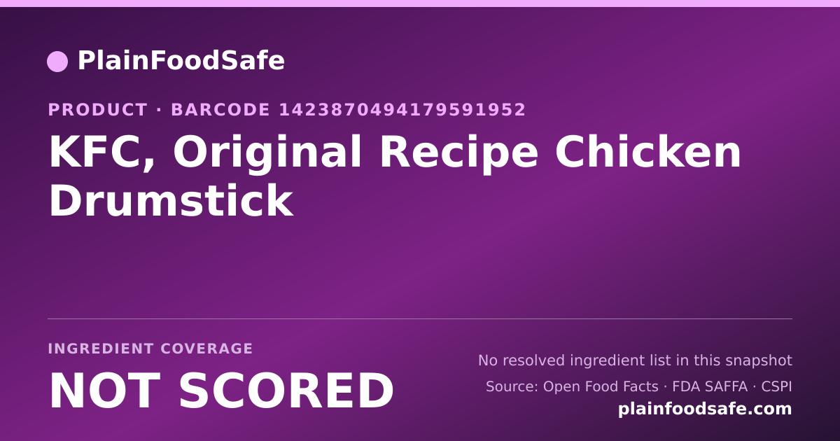 Share card for KFC, Original Recipe Chicken Drumstick Food Ingredient Profile