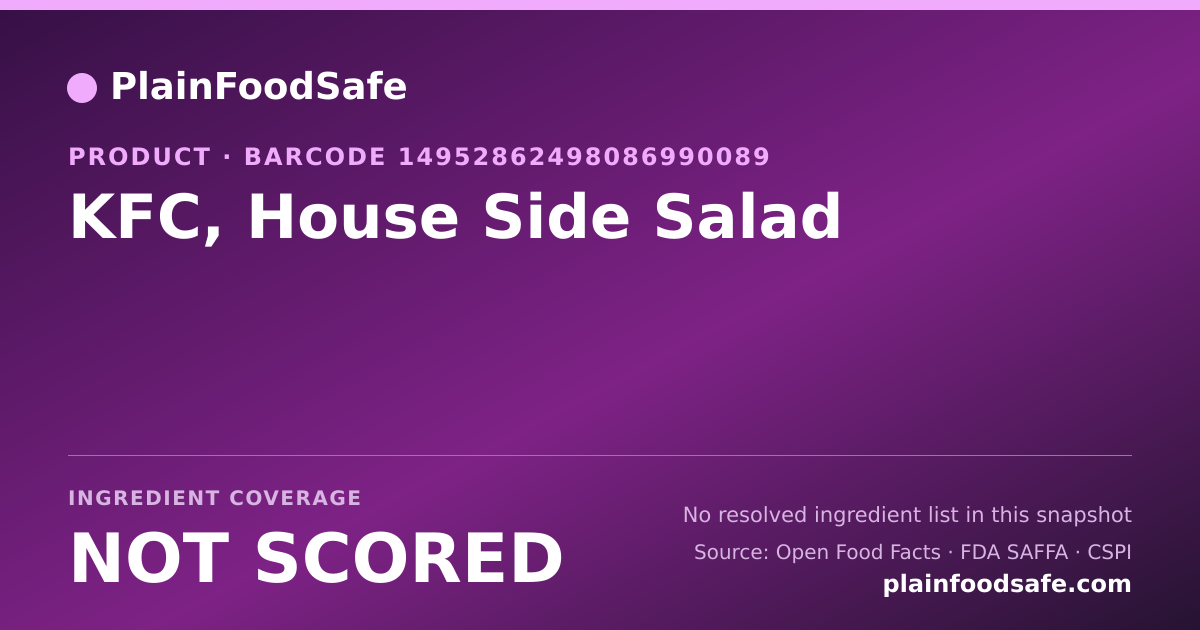 Share card for KFC, House Side Salad Food Ingredient Profile